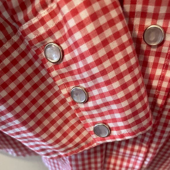 Vintage 60s H Bar C California Ranchwear Red White Gingham Button Western Shirt - Picture 8 of 9
